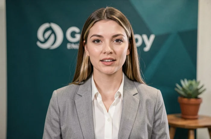 Femme d'affaires filmée en studio pour une vidéo témoignage d'entreprise destinée au marketing digital